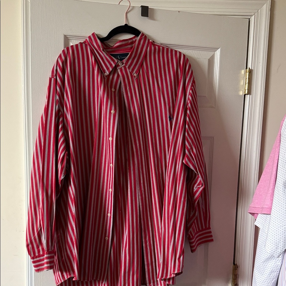 Ralph Lauren Red and White Striped Casual Shirt